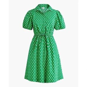 J. Crew Green Floral Midi Dress with Tie Waist